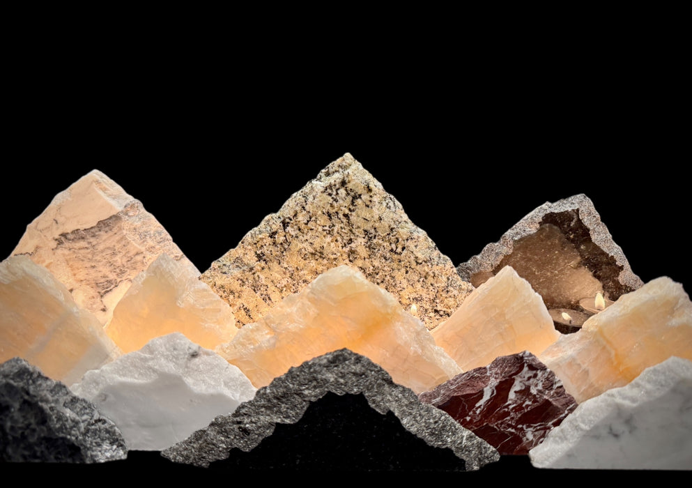 Illuminated onyx mountainscape