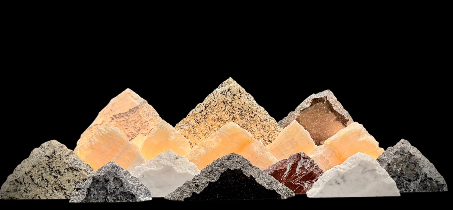 Illuminated onyx mountainscape