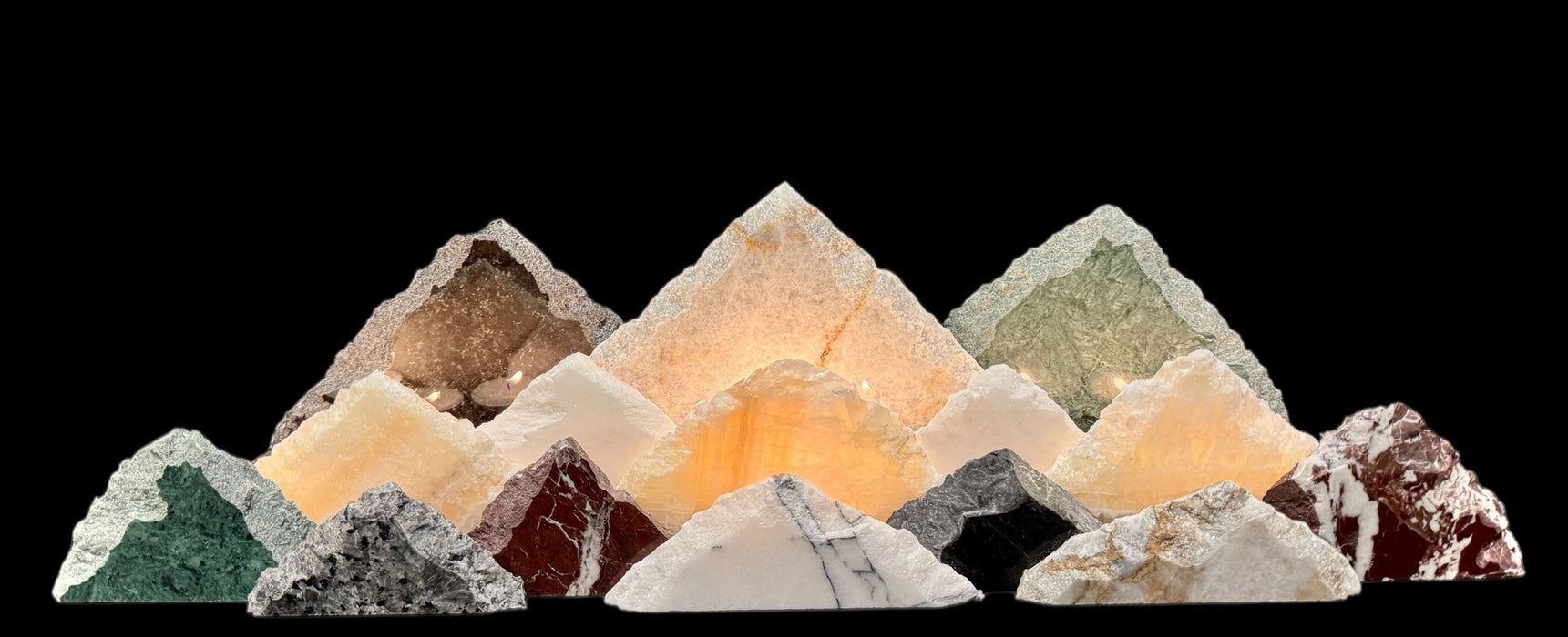 Illuminated onyx mountainscape