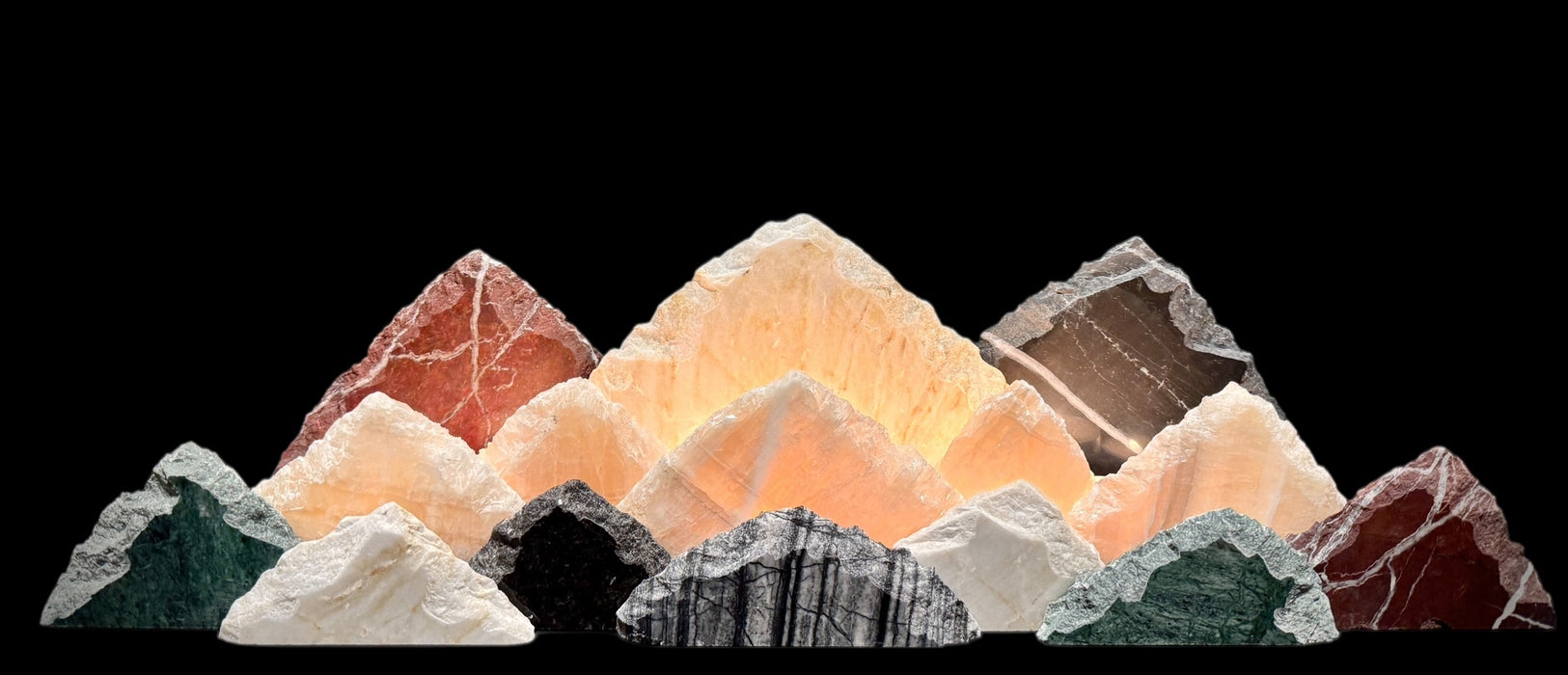 Illuminated onyx mountainscape
