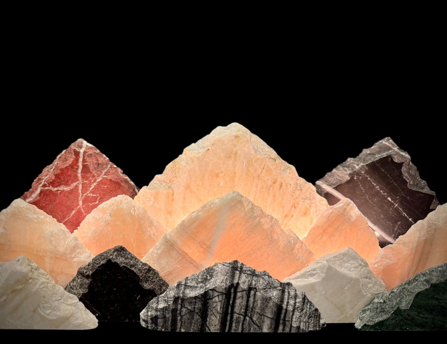 Illuminated onyx mountainscape