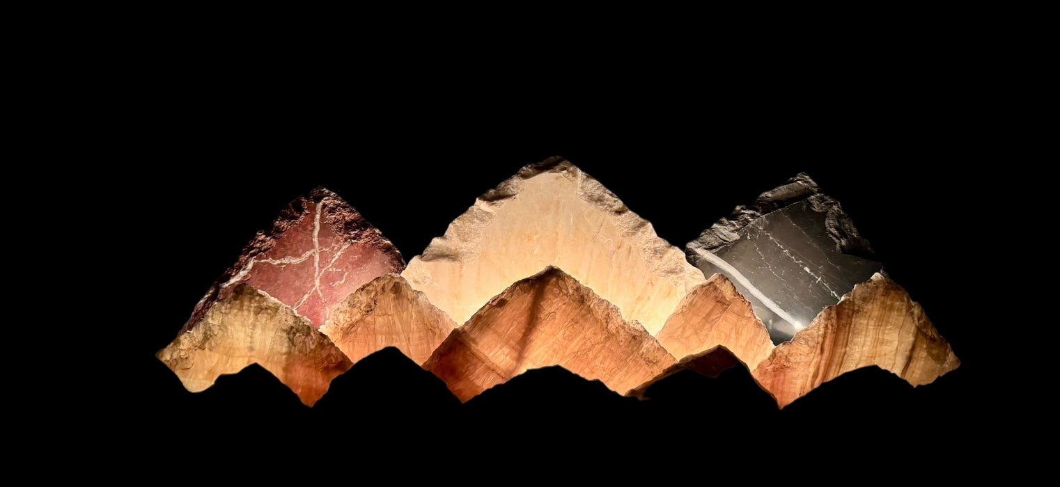 Illuminated onyx mountainscape