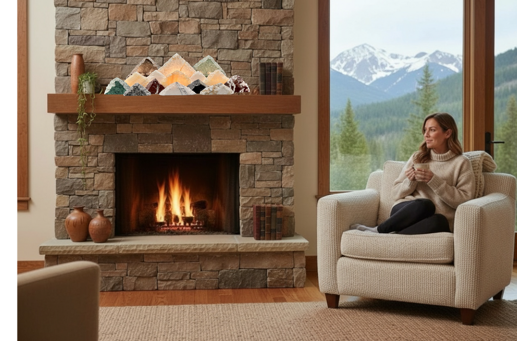 Illuminated onyx mountainscape