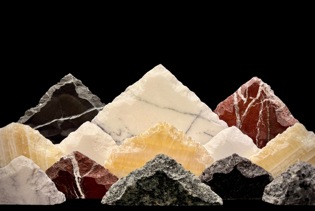 Illuminated onyx mountainscape.