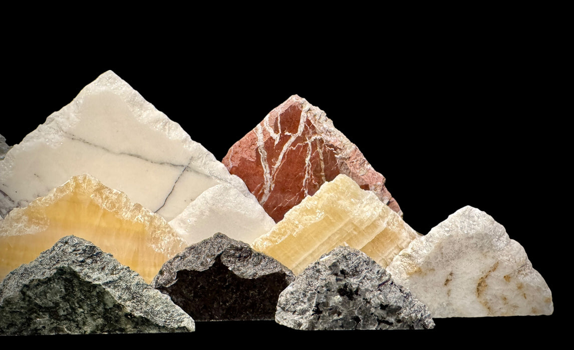 Illuminated onyx mountainscape.