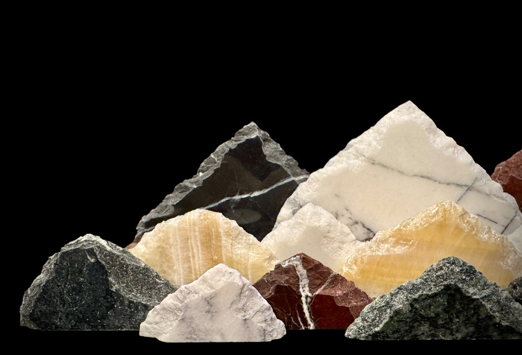 Illuminated onyx mountainscape.