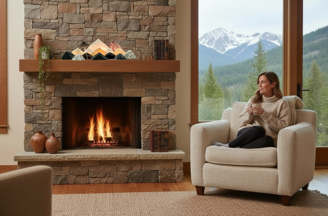 Illuminated onyx mountainscape.