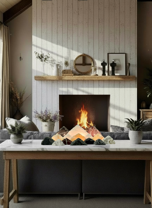 Illuminated onyx mountainscape.