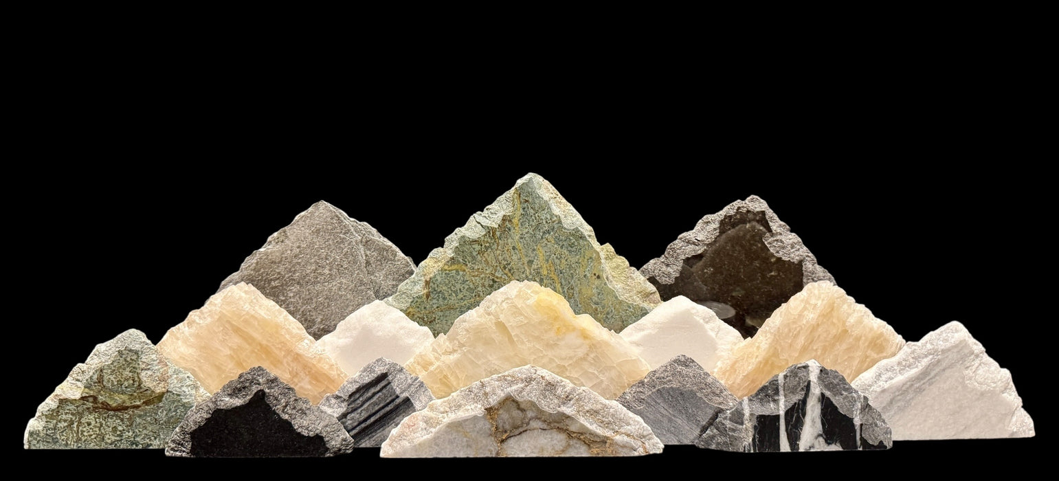 Illuminated onyx/marble mountainscape