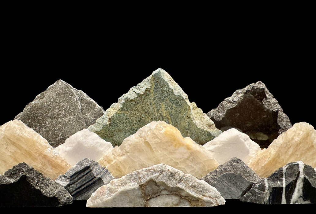 Illuminated onyx/marble mountainscape