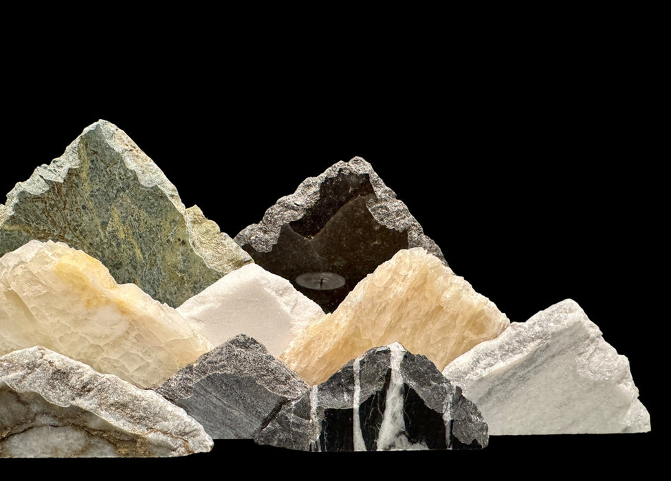 Illuminated onyx/marble mountainscape