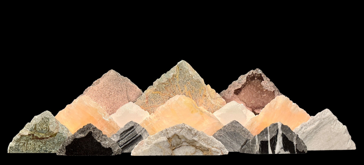 Illuminated onyx/marble mountainscape