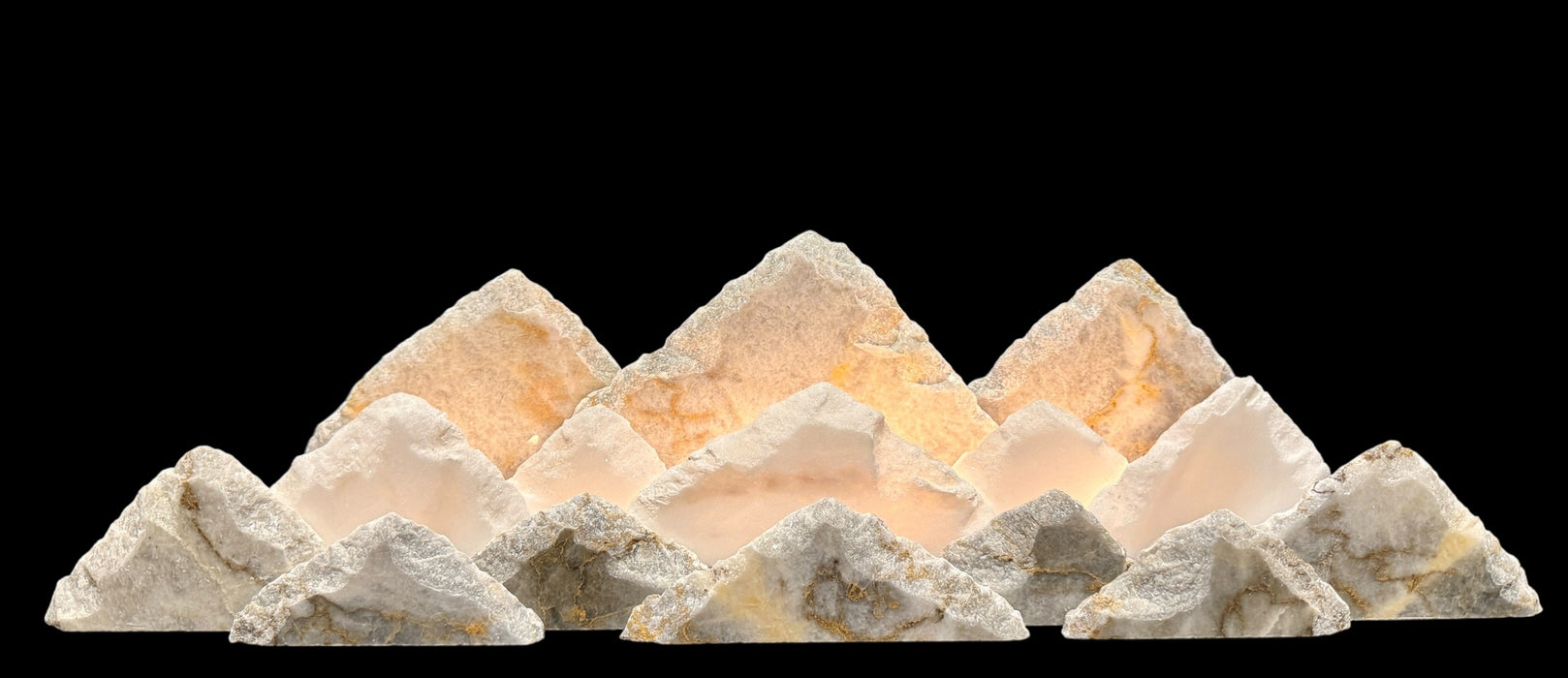 Illuminated onyx mountainscape