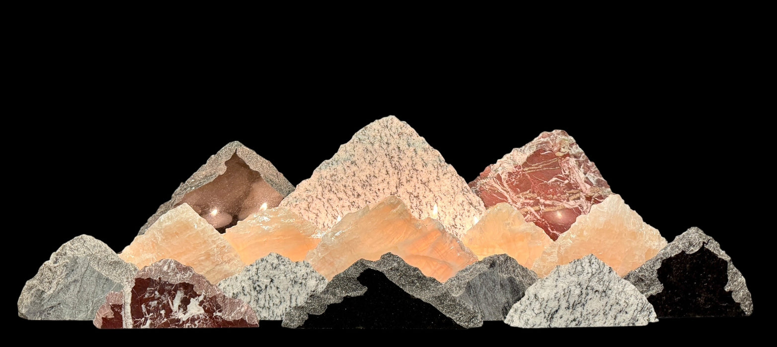 Illuminated onyx mountainscape.