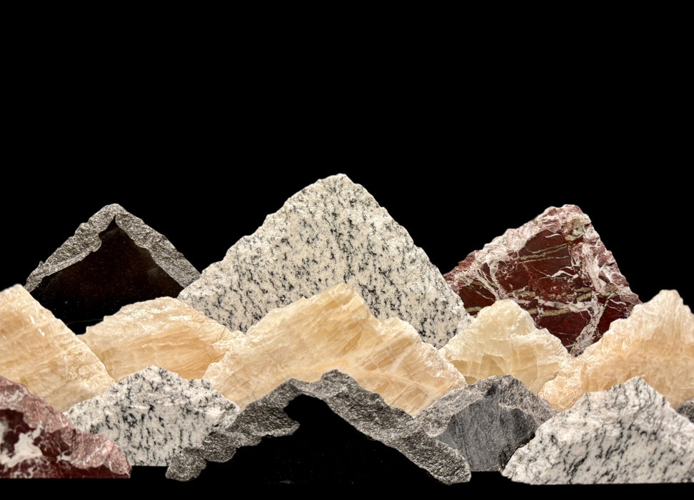 Illuminated onyx mountainscape.