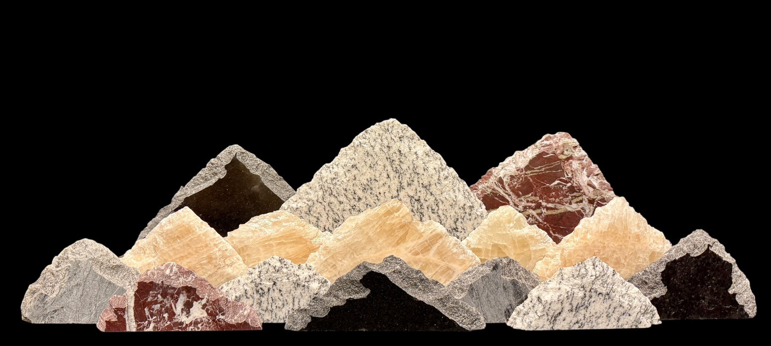 Illuminated onyx mountainscape.