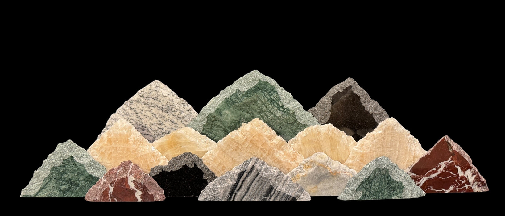 Illuminated onyx mountainscape.