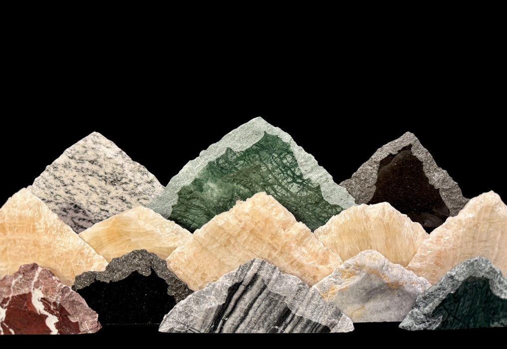 Illuminated onyx mountainscape.