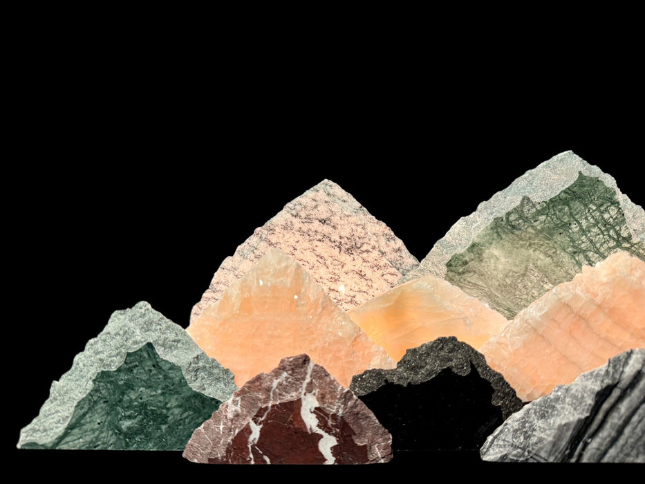 Illuminated onyx mountainscape.