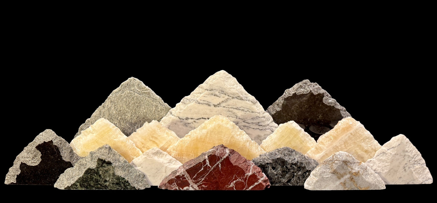Illuminated onyx mountainscape.