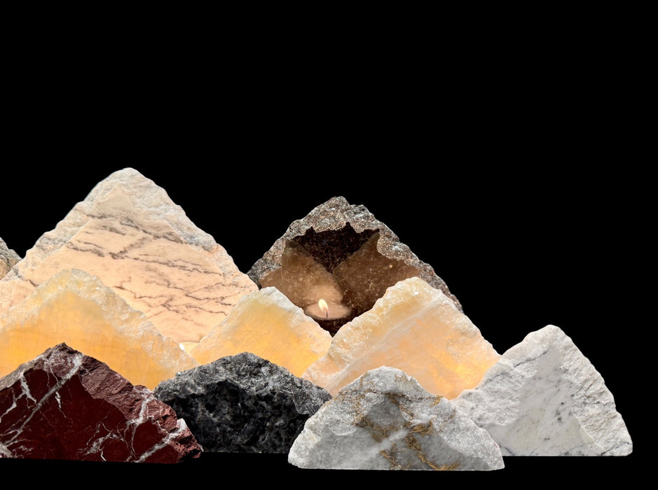 Illuminated onyx mountainscape.