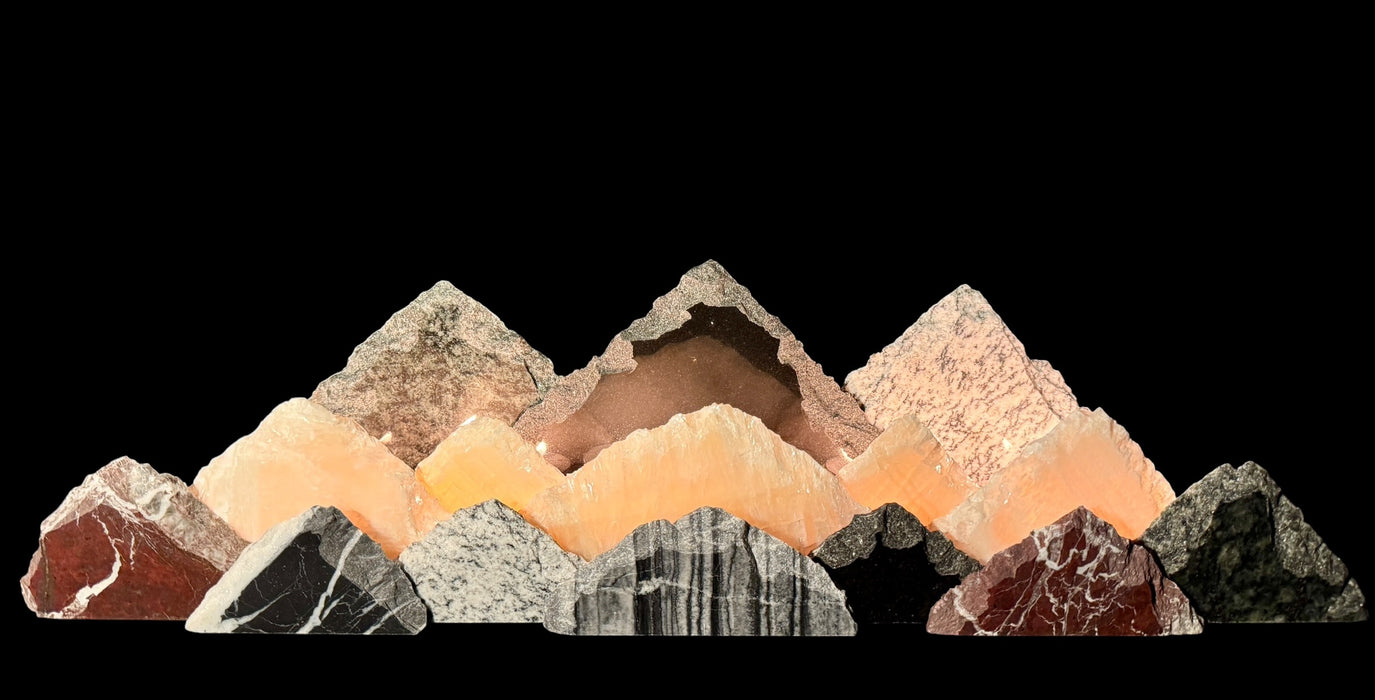 Illuminated onyx mountainscape.