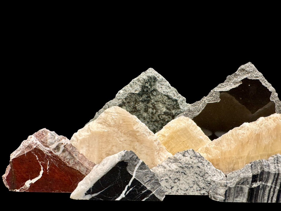 Illuminated onyx mountainscape.