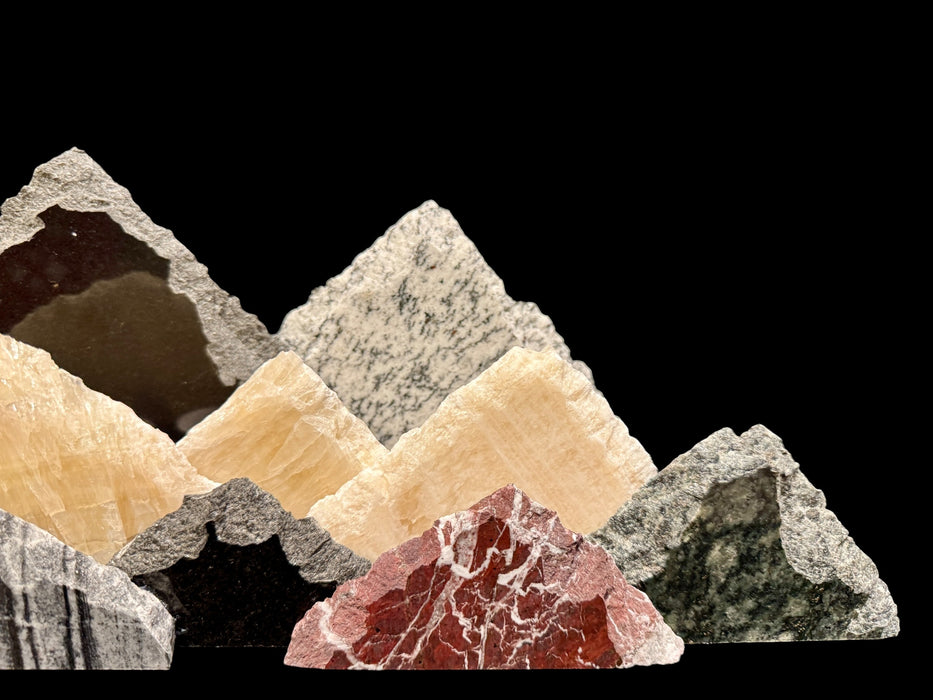 Illuminated onyx mountainscape.