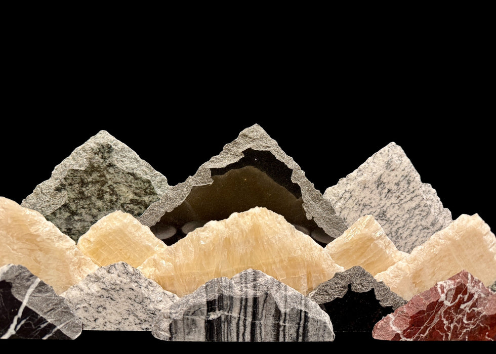 Illuminated onyx mountainscape.