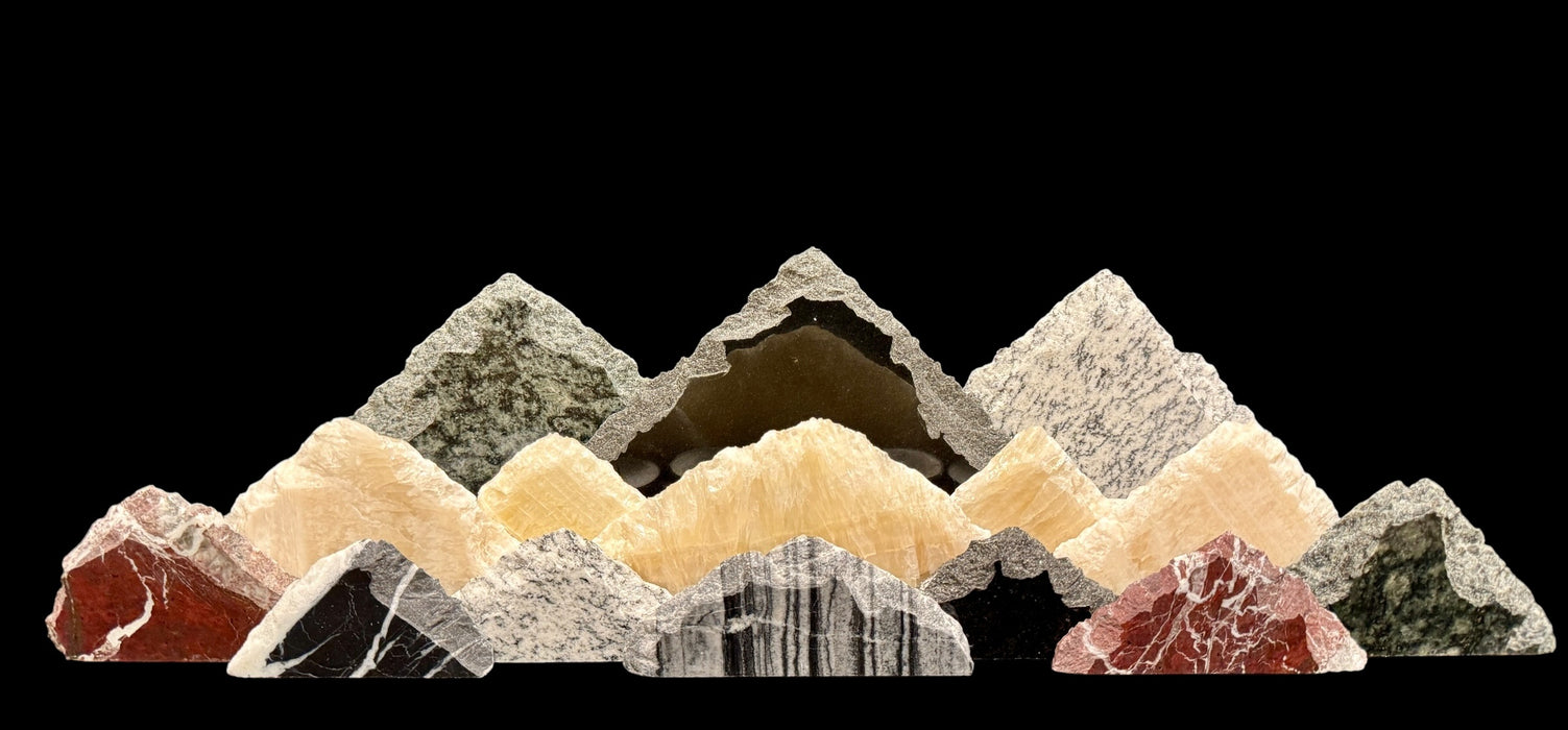 Illuminated onyx mountainscape.
