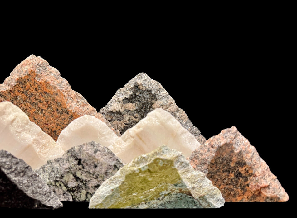 Illuminated marble mountainscape.