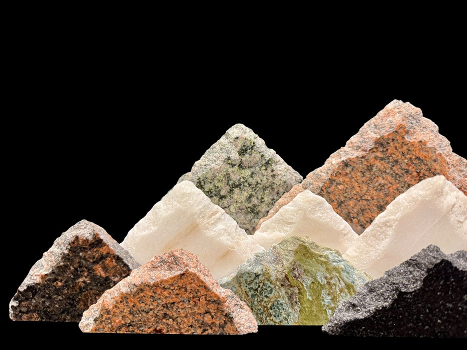 Illuminated marble mountainscape.