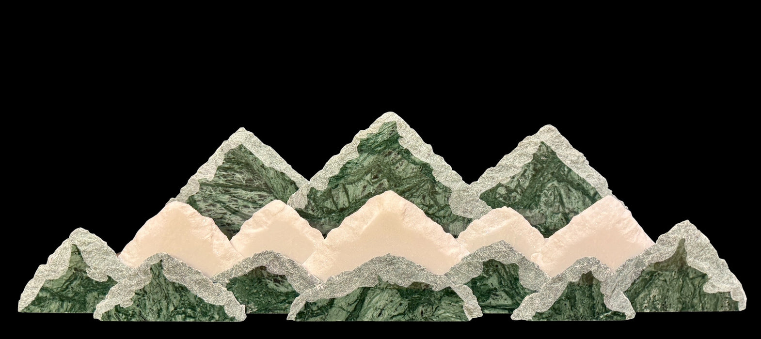 Illuminated marble mountainscape.