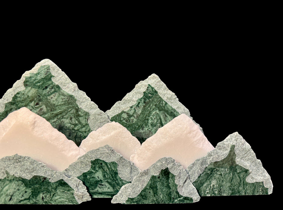 Illuminated marble mountainscape.