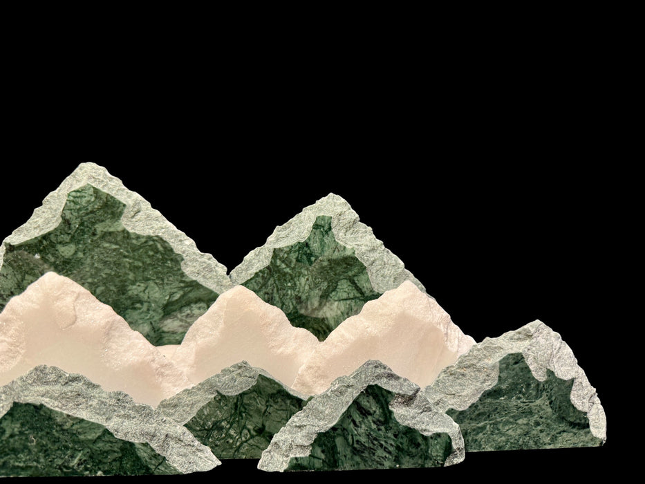 Illuminated marble mountainscape.