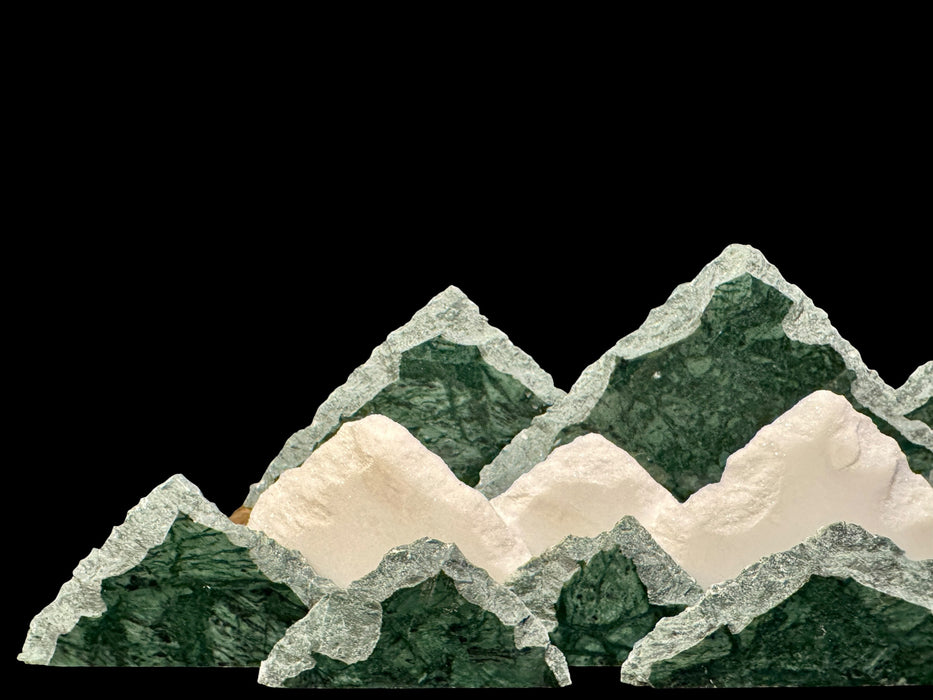 Illuminated marble mountainscape.