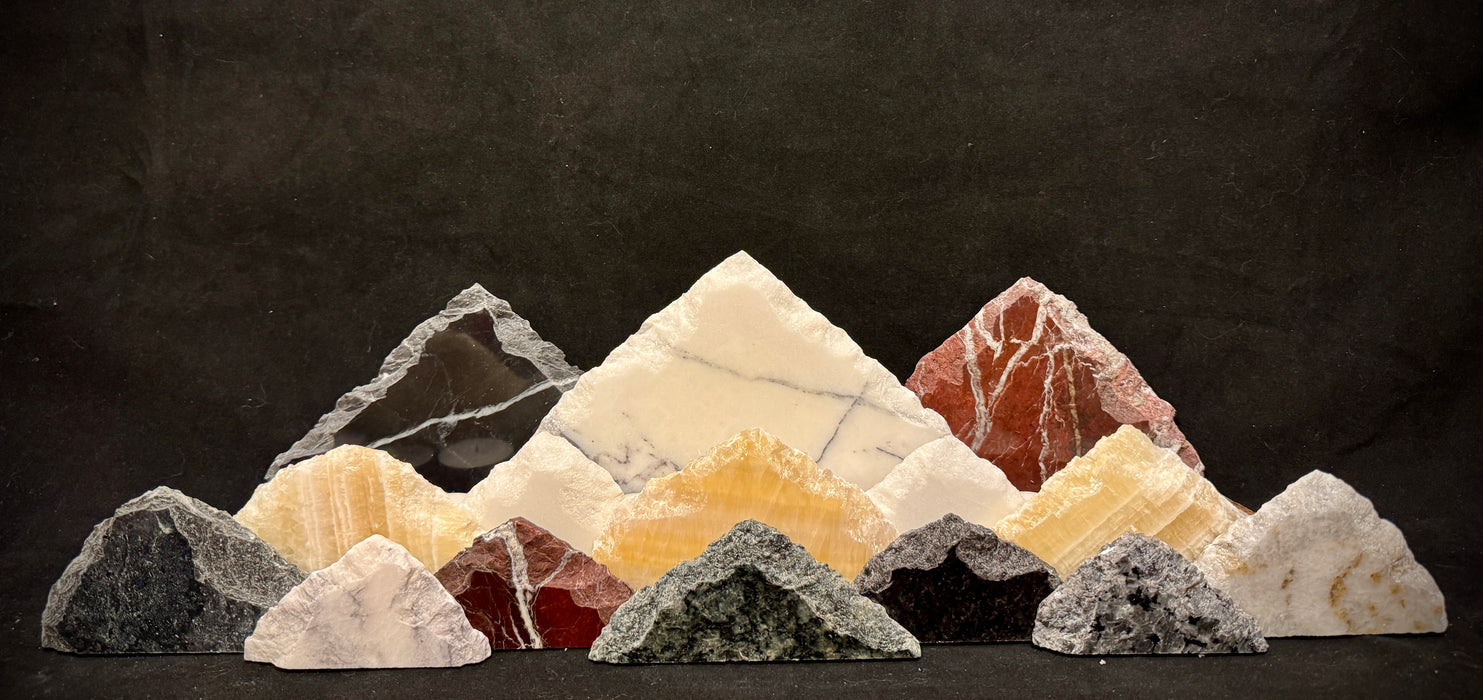 Illuminated onyx mountainscape.