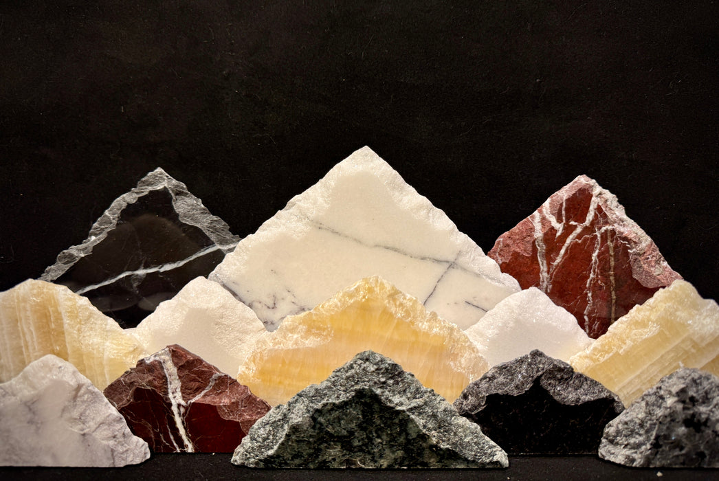 Illuminated onyx mountainscape.