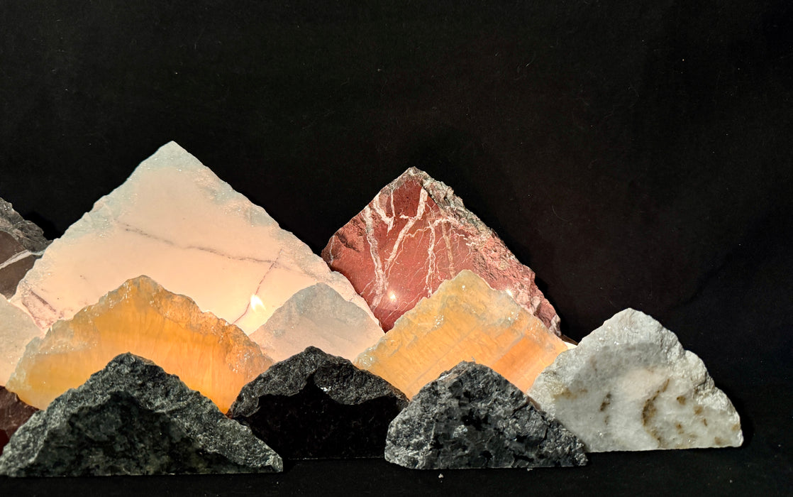 Illuminated onyx mountainscape.