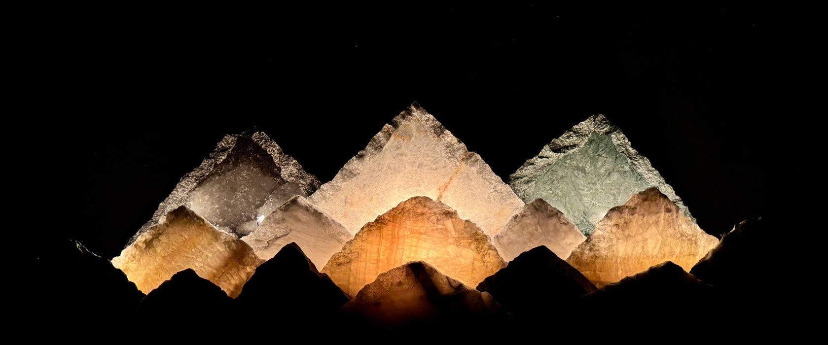 Illuminated onyx mountainscape